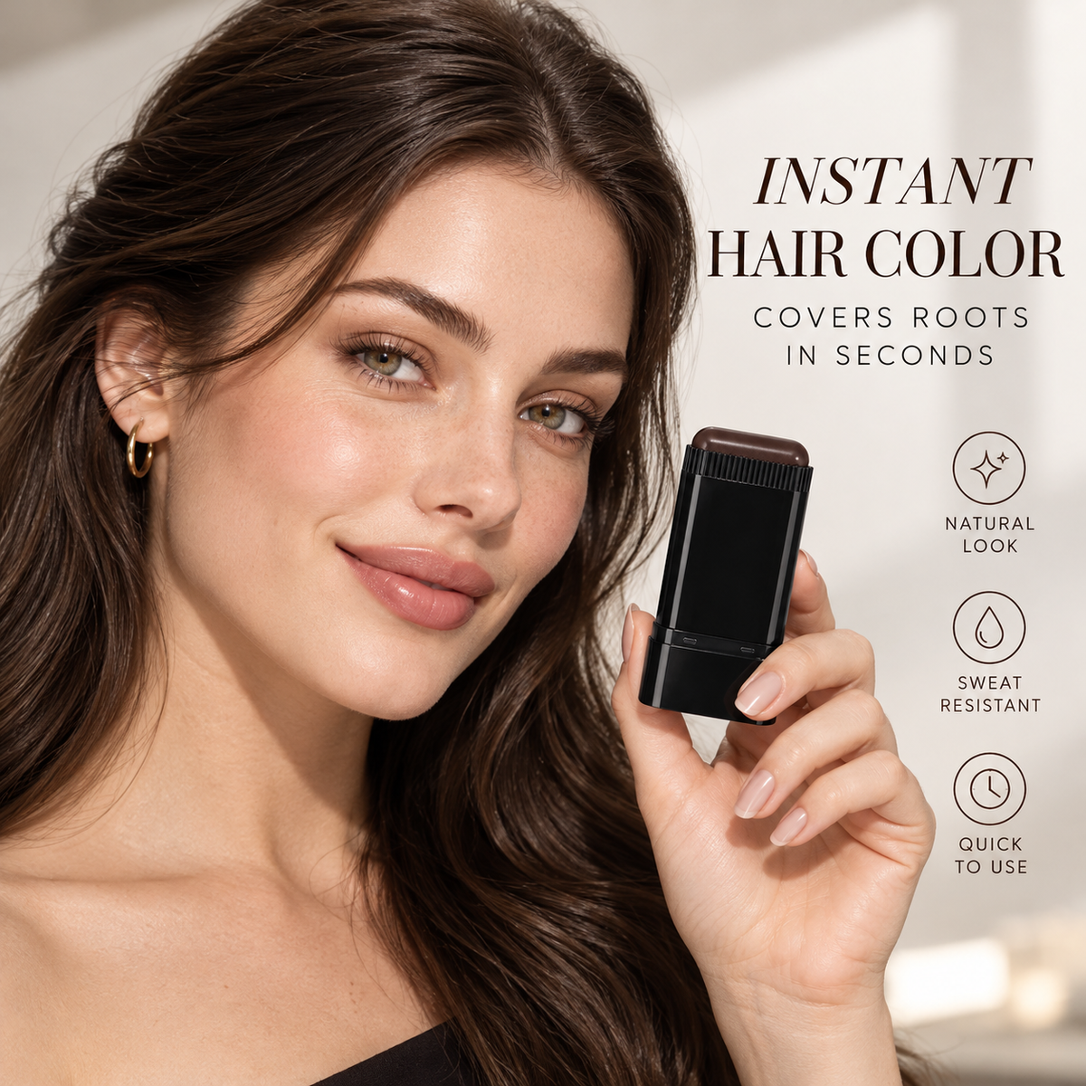 ✨ Instant Hair Color Touch-Up Stick – 💧 Waterproof Gray Hair Coverage for Roots, Hairlines & Beards 👩‍🦳🖤