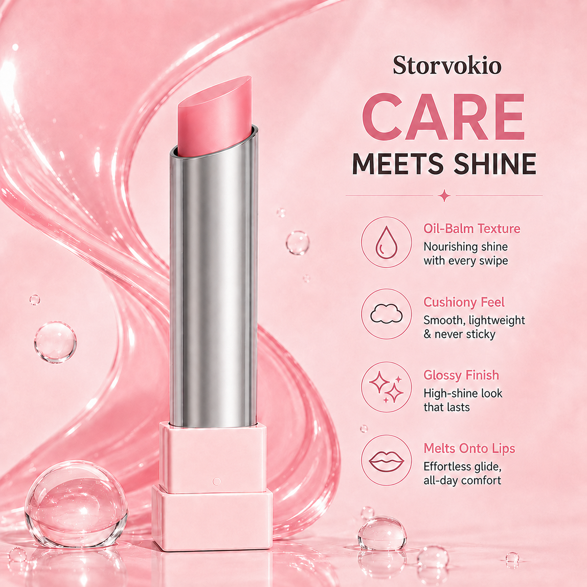 ✨ 60% OFF🔥LAST DAY BUY 1 GET 1 FREE🔥 Storvokio 2-in-1 GLOW VEIL LIP SHEEN OIL BALM👄