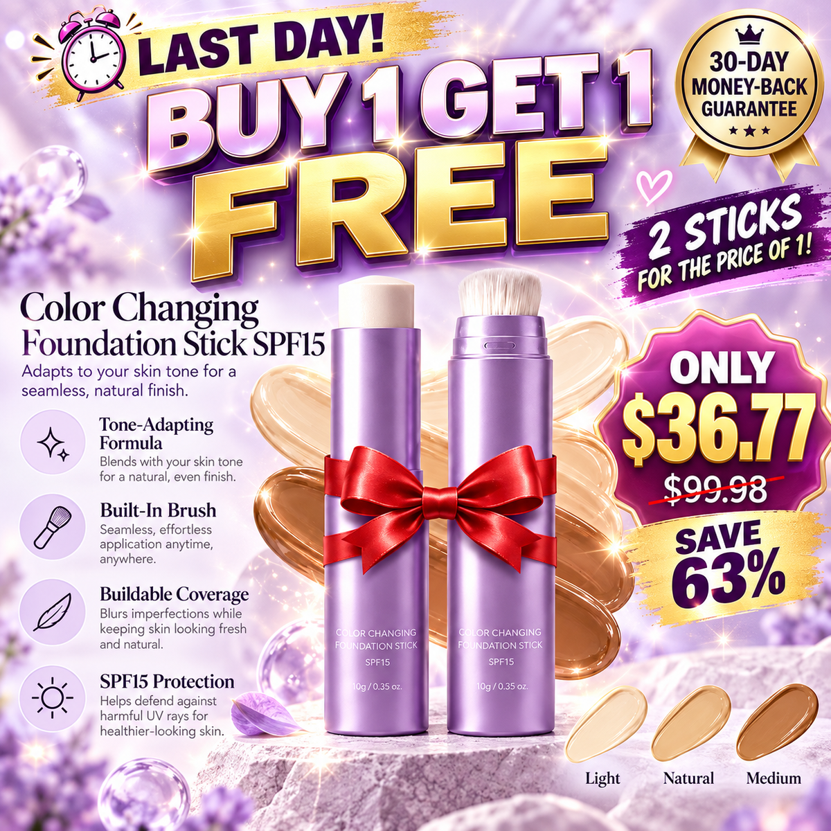 ⏳ Last day to save 63%🔥🔥🔥Color Changing Foundation Stick💧