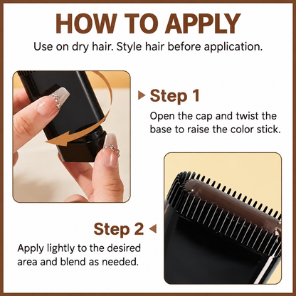 ✨ Instant Hair Color Touch-Up Stick – 💧 Waterproof Gray Hair Coverage for Roots, Hairlines & Beards 👩‍🦳🖤