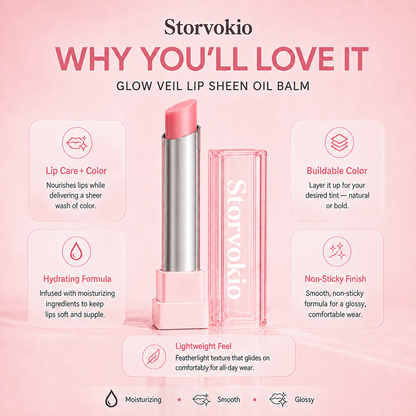 ✨ 60% OFF🔥LAST DAY BUY 1 GET 1 FREE🔥 Storvokio 2-in-1 GLOW VEIL LIP SHEEN OIL BALM👄
