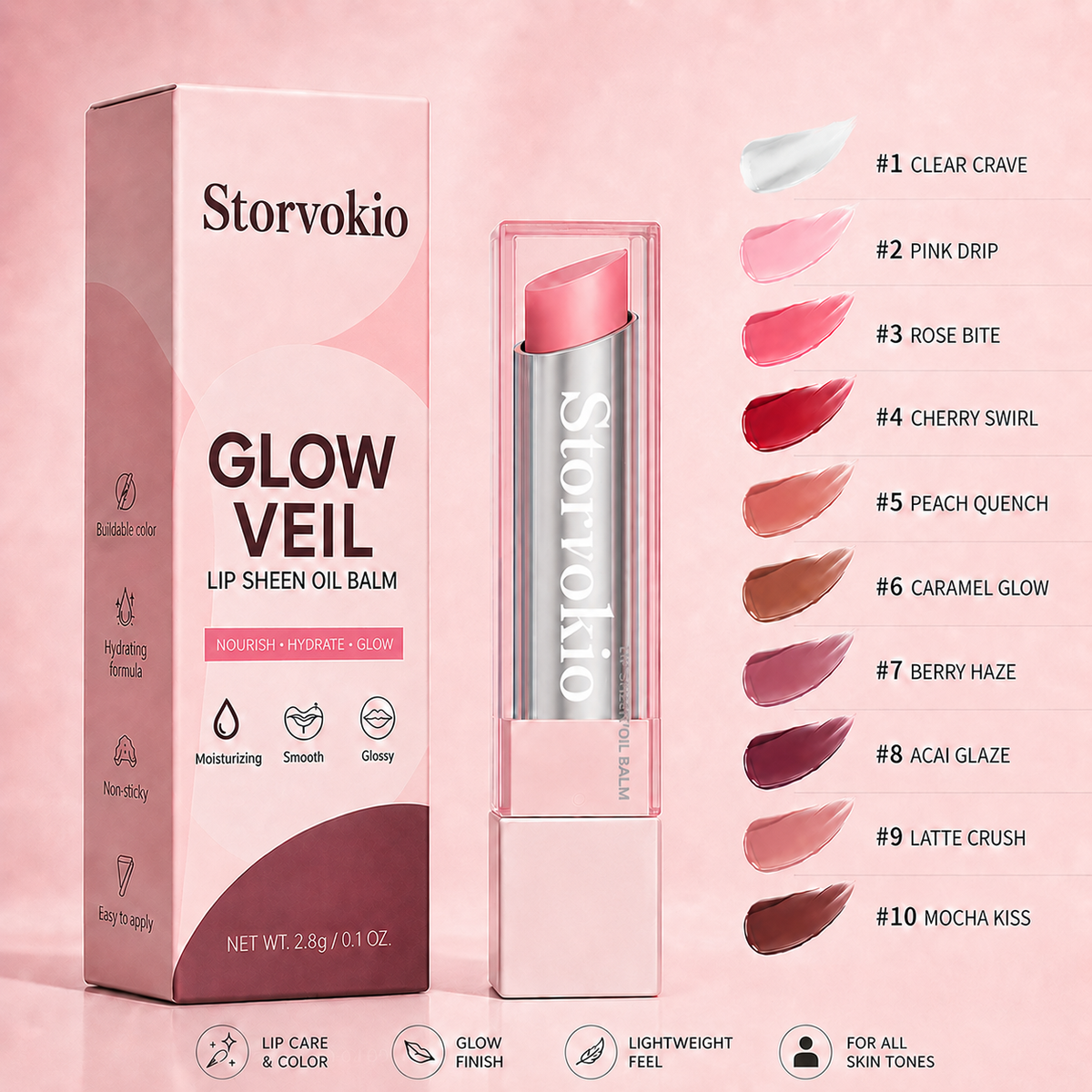 ✨ 60% OFF🔥LAST DAY BUY 1 GET 1 FREE🔥 Storvokio 2-in-1 GLOW VEIL LIP SHEEN OIL BALM👄