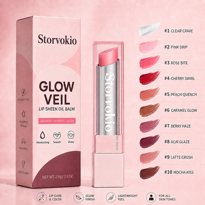 ✨ 60% OFF🔥LAST DAY BUY 1 GET 1 FREE🔥 Storvokio 2-in-1 GLOW VEIL LIP SHEEN OIL BALM👄