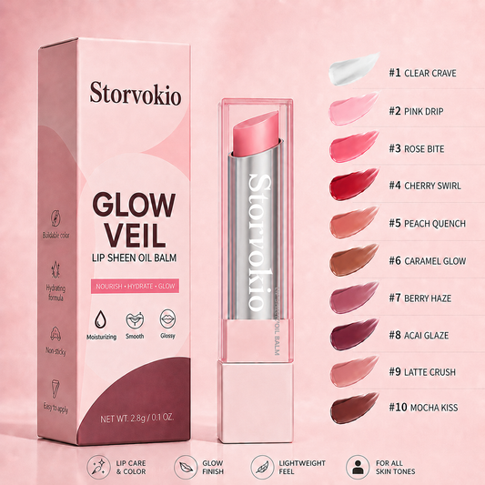 ✨ 60% OFF🔥LAST DAY BUY 1 GET 1 FREE🔥 Storvokio 2-in-1 GLOW VEIL LIP SHEEN OIL BALM👄