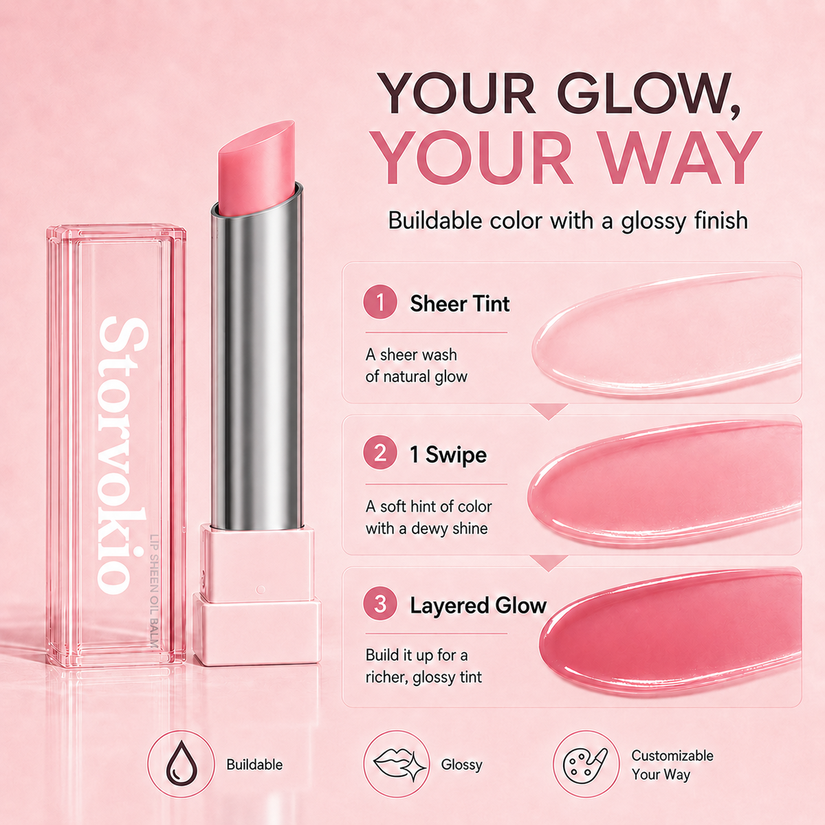✨ 60% OFF🔥LAST DAY BUY 1 GET 1 FREE🔥 Storvokio 2-in-1 GLOW VEIL LIP SHEEN OIL BALM👄