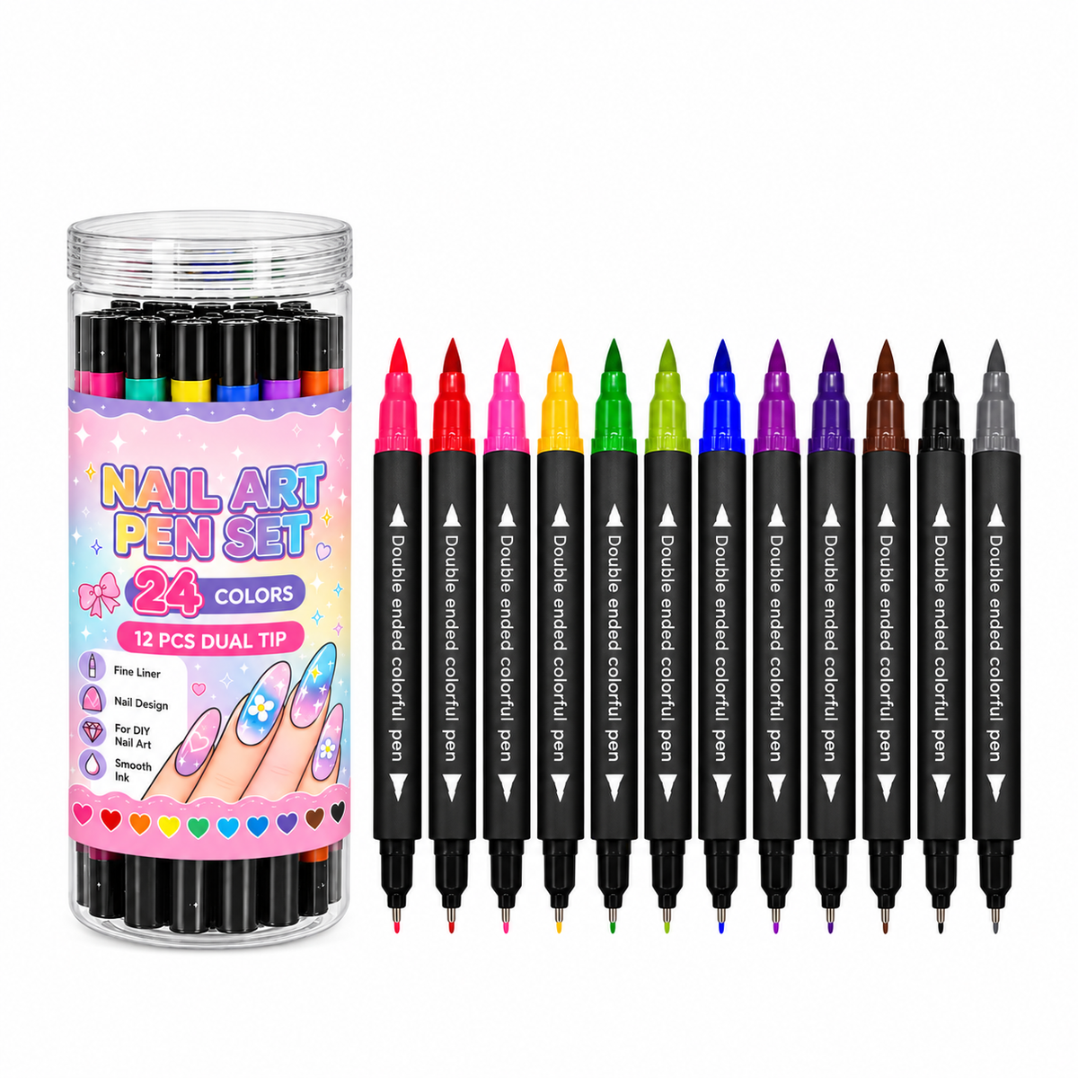 🌸💧Last Day Buy 2 Get 1 Free🌈24 Colors Dual Ended Nail Art Pens Set